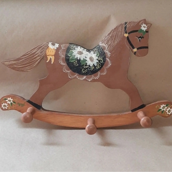 Lynel Wall Decor Vintage Lynel Wood Rocking Horse Coat Hanger Wall